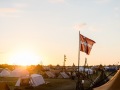 Solnedgangen over Spejdernes Lejr 2022 set fra Knud Rasmussens gruppe som Klan Knud har bygget. Foto : Frederik Kehlet / SPEJDERNE